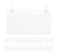 SEWACC 100 pezzi Porta etichette per cestini: clip per etichette per cestini in plastica con design a pulsante - Porta prezzi per scaffali in filo metallico appeso, espositore per cartelli prezzi per