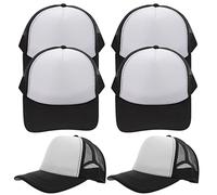 SEWACC 10Pcs Unisex Sublimazione Maglia Bianca Berretto Baseball Sublimazione Cappelli Pianura Cappello Camionista Unisex per Stampa A Sublimazione Nero Personalizzato