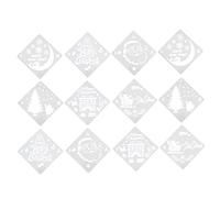 SEWACC 12 pezzi Stencil Natalizi Riutilizzabili per Pittura Fai da Te Modelli Plastica Resistenti per Decorazioni Feste e Vetrine Adatti Spray Inchiostri e Paste Texture