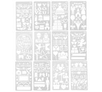 SEWACC 12 Stencil per Pittura in Plastica Ecologica Modelli di Disegno Vuoto d'Amore Riutilizzabili Set da 12 Pezzi per Scrapbooking Creazione Biglietti e Progetti Artistici Festivi