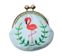 SEWACC 1set Kit Di Ricamo Fai Te Per Principianti Completo Di Portamonete Moneta Con Strumenti Di Ricamo Accessori e Materiali Stile Flamingo Per Donne e Ragazze