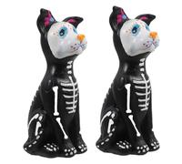 SEWACC 2 Pezzi Giocattoli per Feste di Halloween Cane Giocattolo Felpa Parrucca per Cani Figurine di Scheletri Costumi di Halloween Decorazioni per Cani di Halloween Carlino Black Resina