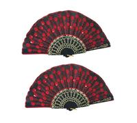SEWACC 2 Pezzi Ventaglio Vintage Ricamato Ventagli Portatili Classici Sicuro Accessori Pratici per Danza e Facili da Trasportare e Conservare