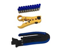SEWACC 20 pezzi Kit Compressore per Coassiali Regolabile Pinza Crimpatrice e Spellafili con Connettori per Strumento Professionale per Installazioni Tv e Cctv