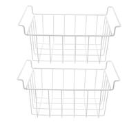 SEWACC 2pezzi Cestelli in Filo Metallico Per Congelatore Contenitori Impilabili Per Organizzazione Congelatore Cestelli Con Manici Per Facile Trasporto Per Conservazione Carne e Verdure r