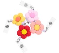 SEWACC 4 pezzi Tesserino con Clip Retrattile Portabadge Riutilizzabile per Infermieri Staff Ospedaliero e Ufficio Design Leggero e Compatto Colori Vivaci Rosa Arancione Giallo