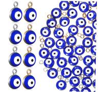 SEWACC 60 pezzi Perline Malocchio Blu per Braccialetti e Collane Fai da Te Ciondoli Talismani Occhio Turco per Creazioni Gioielli e Decorazioni Craft
