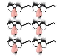 SEWACC 6Pcs Disguised Glasses with Funny Nose, Halloween Big Nose Glasses with Eyebrows, for Party Favors Costume Props
