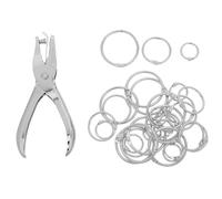 SEWACC Anelli per Raccoglitori in Metallo 31 Pezzi (15mm, 25mm, 35mm) con Perforatrice Singola, Fermagli di Rilegatura per Ufficio, Scuola e Artigianato, Anelli per Fogli Mobili e Schede