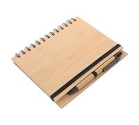 SEWACC Blocco Note Portatile a Spirale con Copertina in Bambù Naturale, Quaderno Tascabile per Scuola e Ufficio, Accessorio per Appunti con Pagine Ampie, Set Creativo per Studenti