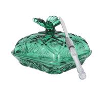 SEWACC Burriera Ermetica in Vetro con Coperchio Verde e Coltello Contenitore per Burro e Formaggi Piccola Burriera Multifunzione per Frigorifero e Tavolo da Cucina