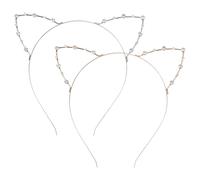SEWACC Fasce per Chioma Orecchie di Gatto e Strass 2 Pezzi, Copricapo Leggero per Feste e Cosplay, Accessori Auricolari Glamour per Donna e Costume Carnevale Halloween