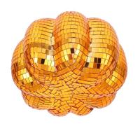 SEWACC Glitter Mirror Pumpkin Decor Reflective Disco Glass Pumpkin for Fall Farmhouse Thanksgiving Table Centerpiece Seasonal Harvest Sparkling Ornament