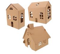 SEWACC Mini Casa Per Bambini in 3 Pezzi: Casetta in Cartone Con Graffiti - Giocattolo Educativo Di Facile Montaggio Per L'interazione Familiare E Lo Sviluppo Artistico