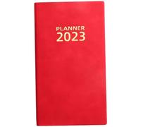 SEWACC Planner Portatile in Pelle Rossa Notebook Inglese per Gestione con Copertina Rigida e Carta Spessa Anti-inchiostro Agenda Quotidiana per Studenti Ufficio e Insegnanti
