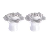 SEWACC Pomelli in Ceramica a Forma di Rosa per Contenitori e Porte di Mobili da Cucina, Set da 2 Pezzi Vite, Accessori per Credenza Bianca