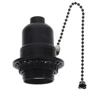 SEWACC Portalampada in Bachelite Nero, Base Lampada E26 E27 Interruttore a Tirante, Kit Di Ricambio Per Lampade Da Tavolo e Parete, Installazione Semplice Per Uso Domestico e Ufficio