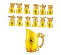 SEWACC Set 12 Bicchieri da Vino Zodiacali in Ceramica Smaltata Gialla Contenitore per Liquori e Scatola Regalo Kit Creativo per Bevande Alcoliche e Arredamento Casa Elegante