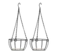 SEWACC Set 2 Cestini da Appendere in Ferro con Catena e Vassoio Portavasi Sospesi per Balcone e Giardino Fioriere da Esterno Resistenti alle Intemperie Design Salvaspazio per Terrazza