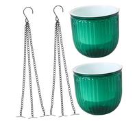 SEWACC Set 2 Fioriere Sospese Autoirriganti in Resina Catene Rimovibili Vasi da Fiori per Interni ed Esterni Serbatoio d'Acqua e Drenaggio Design Doppio Strato Trasparente per