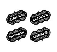 SEWACC Set 4 Pezzi Adesivi per Porta Bagno e Ripostiglio Impermeabili Cartelli Indicazioni Chiare per Bagni Toilette e Locali di Servizio Carattere Leggibile per Uso in Uffici e Spazi