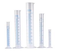 SEWACC Set 5 Cilindri Graduati in Plastica Base Stabilizzante Cilindri di Misurazione da Laboratorio Scala Chiara Contenitori Graduati per Scuola e Uso Scientifico 50Ml 100Ml 250Ml