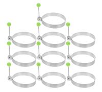 SEWACC Set da 10 Anelli per Uova in Acciaio Inossidabile Stampi Rotondi per Friggere e Cuocere Uova Pancake e Frittate con Spazzola per Olio per Colazioni Rapide e Facili