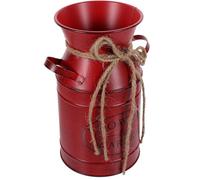 SEWACC Vaso Brocca Vintage in Metallo Rustico Doppia Maniglia Secchiello Portafiori Stabile per Fiori Freschi e Secchi Decorazione Rustica per Casa Giardino e Ufficio Contenitore per