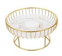 SEWACC Vassoio Porta Snack in Filo Metallico Bianco Grande Cesto di Frutta in Metallo Resistente e Leggero Fruttiera per Cucina e Centrotavola Decorativo per Soggiorno e Tavolo da