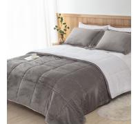 Seward Park Ultra-Soft Sherpa Comforter Set Full/Queen, Soft Fall Winter Warm All Season Down Alternative Bedding Sets Grey 3 Piece (1 Comforter and