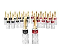 Sewell Silverback Banana Plugs, 24k Gold Dual Screw Lock Speaker Connector, 12 Pairs