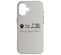 Sewer Sewing Quilter i'm a simple woman Dog Coffee Sewing Custodia per iPhone 16