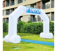 Sewinfla Arco gonfiabile da 20ft bianco con banner di arrivo e ventilatore potente, arco gonfiabile esagonale per commercio pubblicitario all'aperto da corsa