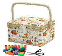 Sewing Basket | with Removable Tray Large M rtment | Se e Organizer | for Thread Crochet Craft Beginners Home Travel