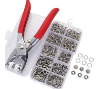 Sewing Kit with 100pcs Metal Buttons Manual Pliers Tool Included, Installer for Clothing, Sewing Tool Set for DIY Handicrafts, Easy to Use, Fix Loose Buttons or Broken Fastener (Silver-white)