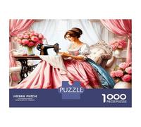 Sewing Lady 1000 Pezzi Bundle Puzzle Vintage Romantic Charm Puzzle Classico Cartone Premium - Anti-stress E Decorazione Murale, Regalo Per Donne, Uomini E Anziani Appassionati 70x50cm/1000pcs