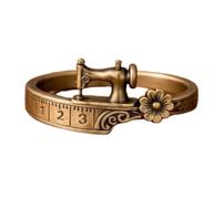 Sewing Machine Bracelet & Ring Set,Vintage Quilters Themed Alloy Adjustable Bracelets,Antique Sewing Machine Jewelry for Quilting Enthusiasts (Ring(8))
