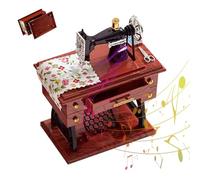 Sewing Machine Music Box, Vintage Sewing Music Box Clockwork Home Crafts, Hand-Crank Decoration Musics Boxes | Aesthetic Sewings Machine Decoration for Wedding Party Gathering Home Office Bedroom