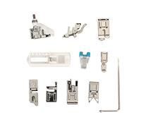 Sewing Machine Presser Feet Set 10pcs Stainless Steel Stays Flat Presser Foot Kit for Leather Embroidery Zippers Buttons Beads Crafts Household Use