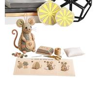 Sewing Project Kit - Embroidery Animal Craft Set for | Fabric Mouse Pattern with Buttons, Handmade DIY Materials, Suitable for Adults Women Men Living Room Bedroom Office, 5.9x3.93in