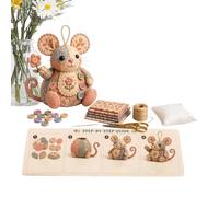 Sewing Project Kit - Embroidery Animal Craft Set for | Fabric Mouse Pattern with Buttons, Handmade DIY Materials, Suitable for Adults Women Men Living Room Bedroom Office, 5.9x3.93in