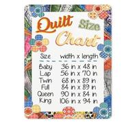 Sewing Room Size Chart Metal Plaque 12x8 Inch