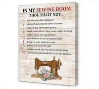 Sewing Themed Canvas Wall Art - Antique Machine and Thread Spools Print, Ready to Hang Home Decor for Craft Room, Sewing Office and Creative Studio Wall Decor(Framed,08x12inch(20x30cm))