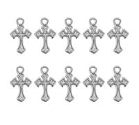 SEWOART 10 Pezzi Ciondolo Croce Mini in Acciaio Inossidabile Pendenti Religiosi per Bracciali Collane Charms Crocifisso Fede Cristiana per Bomboniere Battesimo Comunione