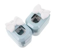 SEWOART 2 Pezzi Dispenser Automatico Dentifricio Parete per Squeezer Cartone Animato con Fiocco Bianco per Bagno Accessorio Appendibile Facile Usare