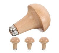 SEWOART 4 Pezzi Wood Graver Handles Mushroom Design Ergonomic Wooden Grip Compatible With Metal Wood Files For Carving Sculpting Engraving Woodworking Accessories
