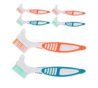 SEWOART 6pezzi Spazzolini Per Dentiere Doppia Da Manico Antiscivolo Per Pulizia Degli Apparecchi Di Contenzione Strumento Portatile Per Orale