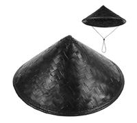 SEWOART Cappello di Bambù Intrecciato Fatto a Mano Nero Leggero e Portatile per Cosplay e Performance Sceniche Elegante e Decorativo per Feste a Tema Colore Casuale