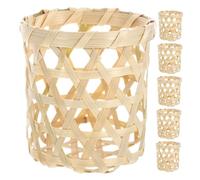 SEWOART Portacandele Intrecciato in bambù 6 Pezzi Cestini per Tealight Decorazione Centrotavola Vintage per Tavolo Camera da Letto Interni