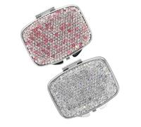 SEWOART Portapillole Tascabile a 2 Scomparti Strass, Mini Contenitore per Pillole da Viaggio, Piccolo Organizer Portamedicinali Portatile per Uso Quotidiano e Borsa